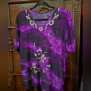 Purple Floral Women Top